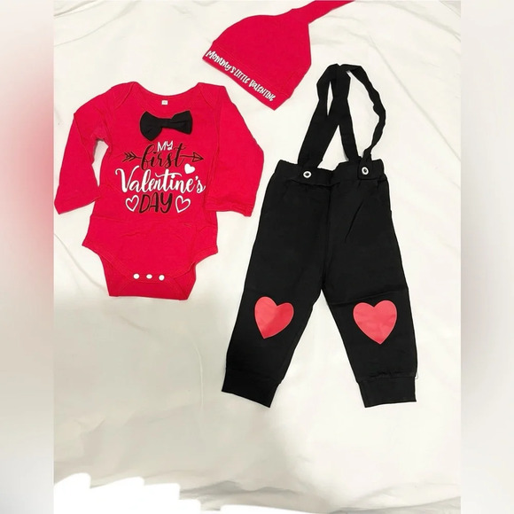 Sz 90 3 pcs Oklady My First Christmas toddler Boy Christmas Clothes Bow Tie Pant - Picture 1 of 11